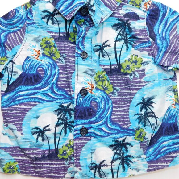 Old Navy Baby 3-6 months Boys Hawaiian Shirt Blue - Picture 2 of 4